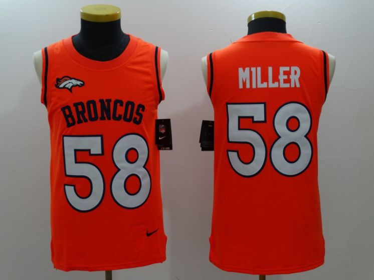 Men Denver Broncos #58 Von Miller Orange Rush Player Name Number Tank Top stitched NFL Jerseys->youth nfl jersey->Youth Jersey
